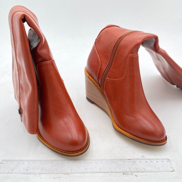 Women's  Knee High Boots Fashion Wedge Heel 3 Inch Boot for Women Orange - Picture 3 of 6